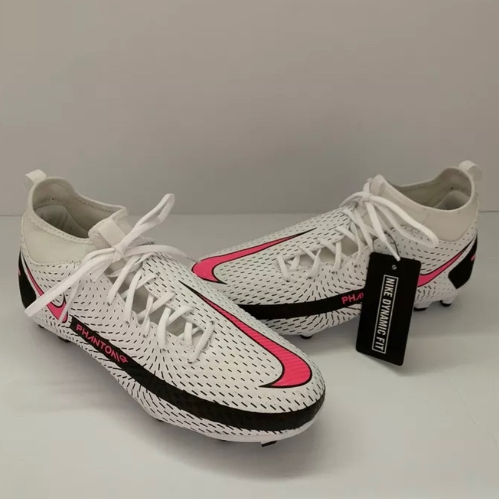 NIKE PHANTOM WHITE-PINK-BLACK CLEATS MEN'S SIZE 6